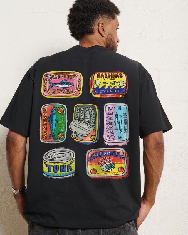 Threadheads Canned Goods Oversized Graphic Tee Unisex 90s Boxy Fit 100% Combed Cotton