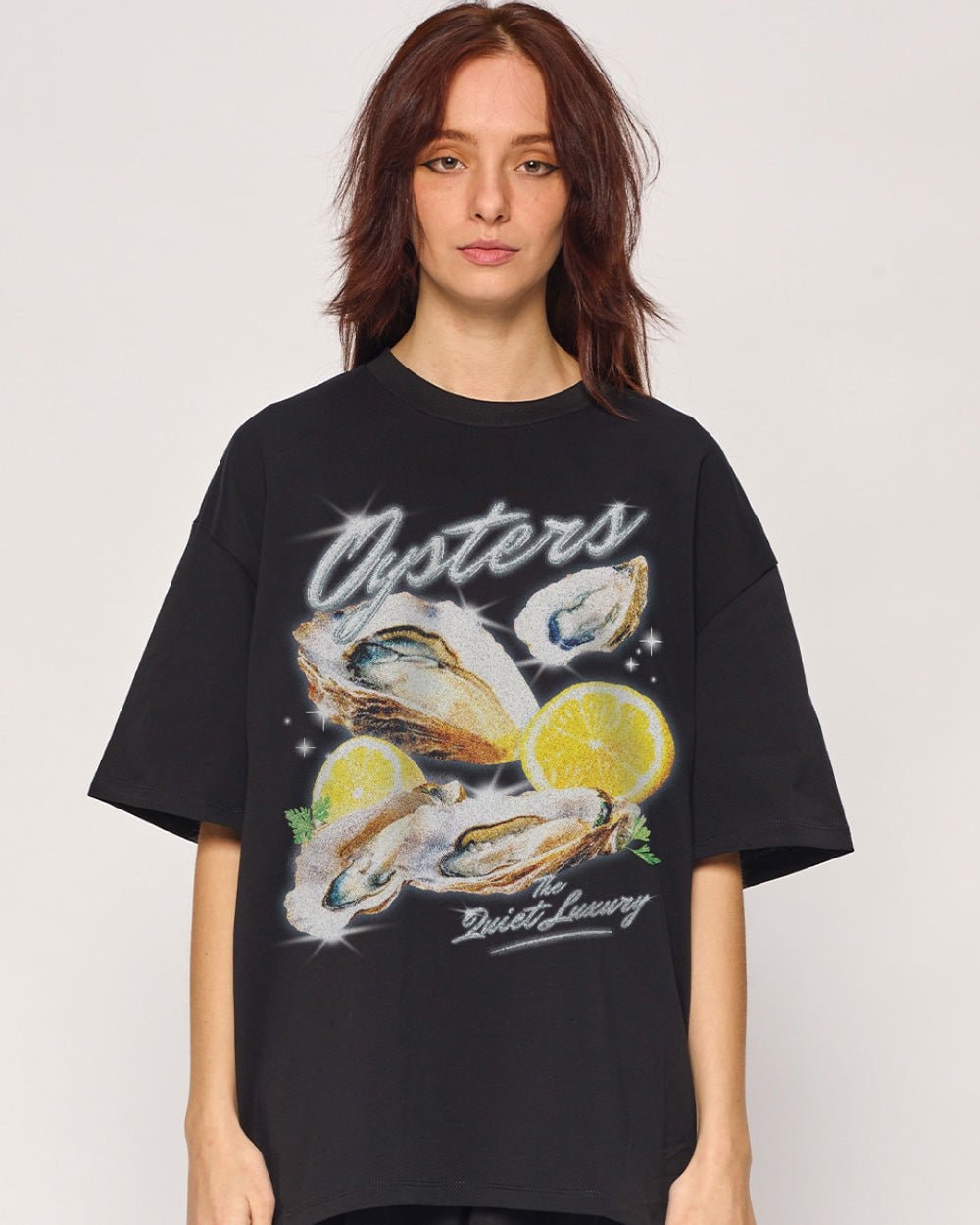 Oysters The Quiet Luxury Oversized Graphic Tee Unisex 100% Combed Cotton Heavyweight