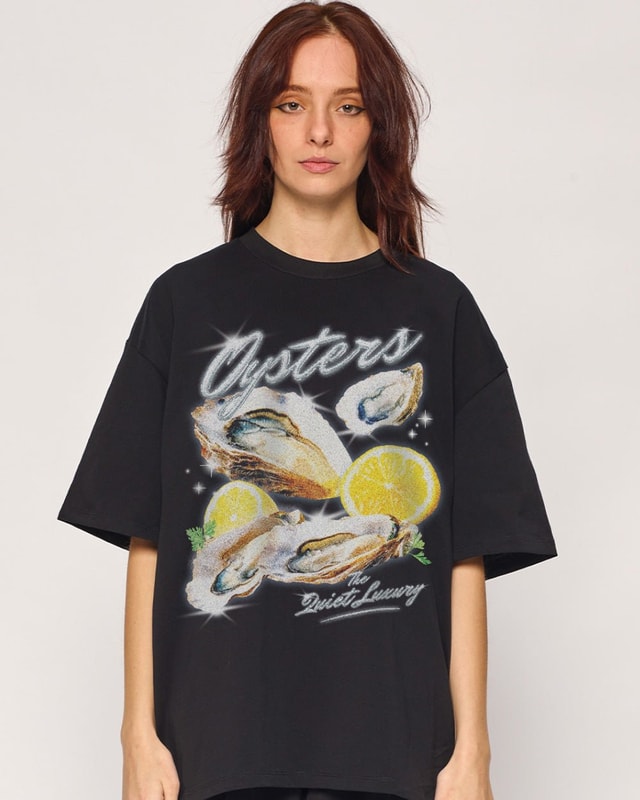 Oysters The Quiet Luxury Oversized Graphic Tee Unisex 100% Combed Cotton Heavyweight