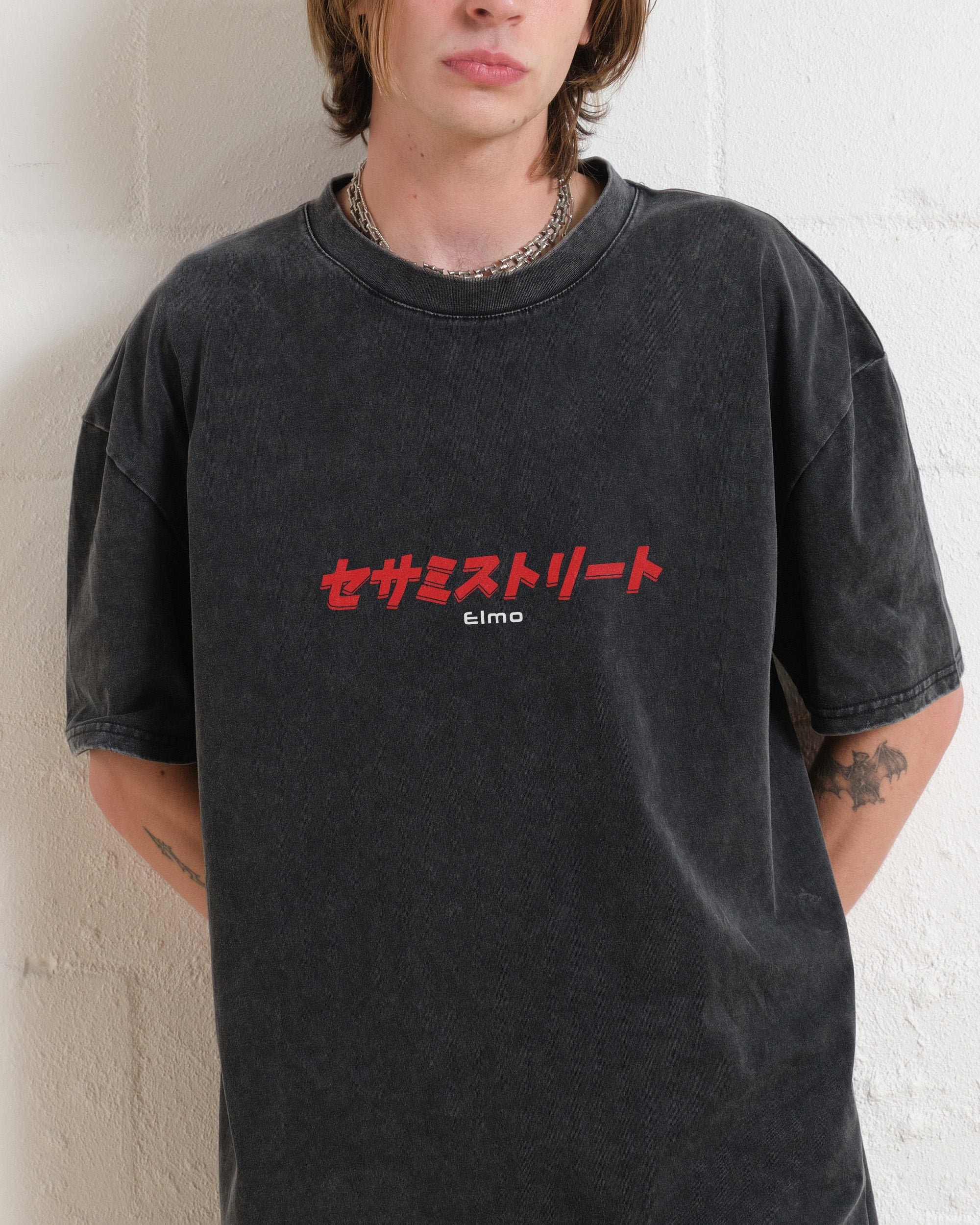 Tokyo Elmo Front and Back Oversized T-Shirt Unisex 90s Boxy Fit 100% Combed Cotton