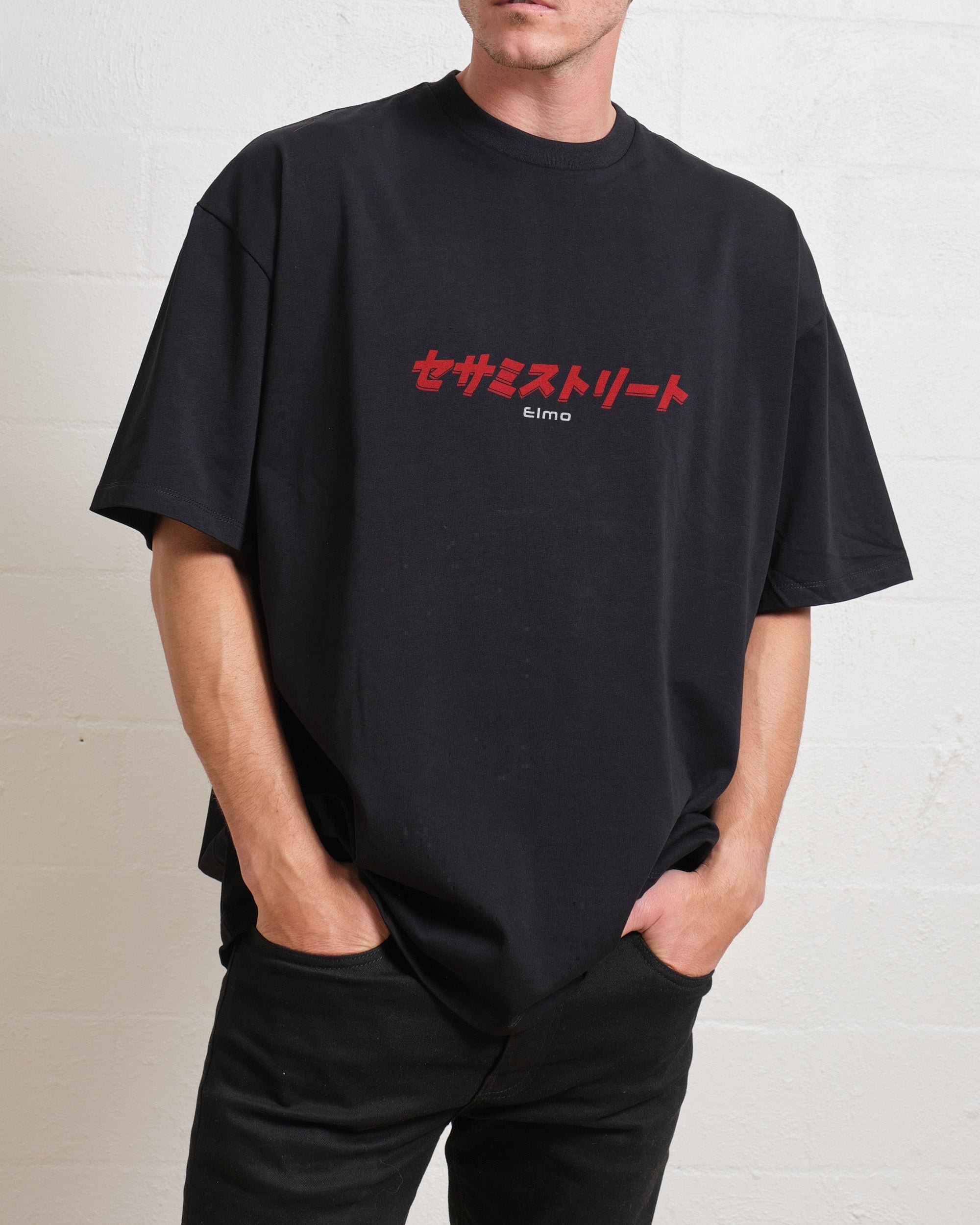 Tokyo Elmo Front and Back Oversized T-Shirt Unisex 90s Boxy Fit 100% Combed Cotton