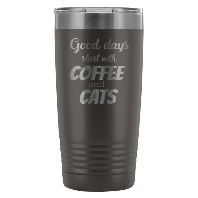 Coffee and Cats 20oz Vacuum Tumbler - Polar Camel Double Wall Insulated Stainless Steel