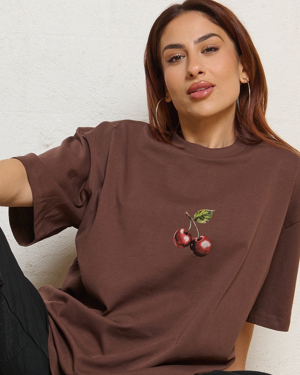 Cherry Drip Oversized Graphic Tee Unisex 90s Boxy Fit 100% Combed Cotton Threadheads
