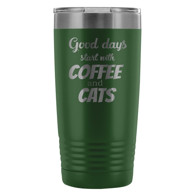 Coffee and Cats 20oz Vacuum Tumbler - Polar Camel Double Wall Insulated Stainless Steel