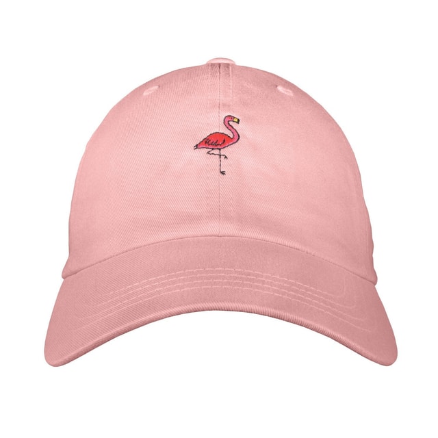 Flamingo Dad Hat - Embroidered Unstructured Cotton Twill Adjustable One Size