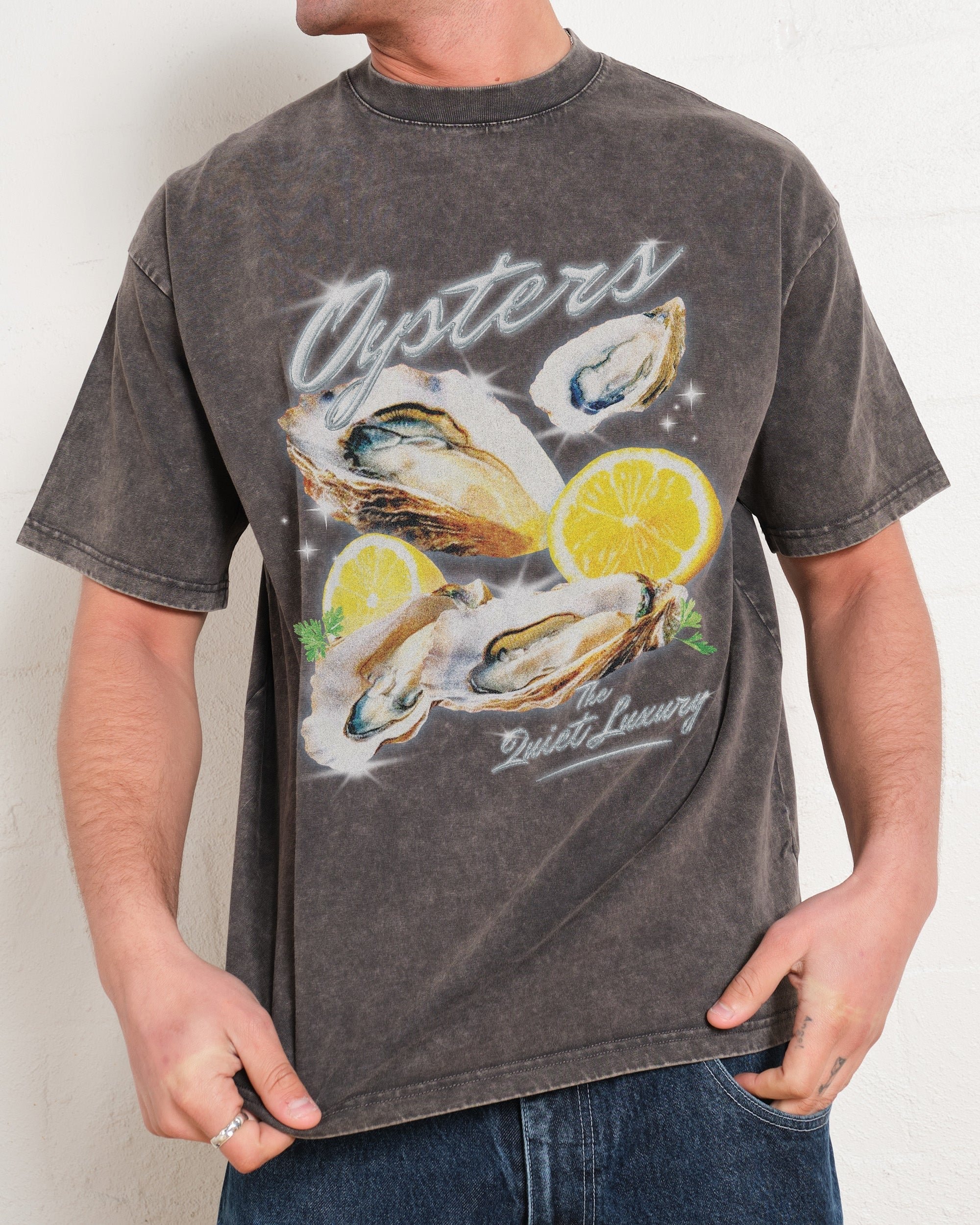 Oysters The Quiet Luxury Oversized Graphic Tee Unisex 100% Combed Cotton Heavyweight