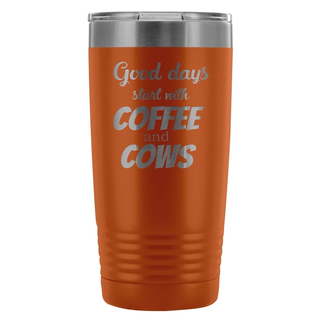 Coffee and Cows 20oz Vacuum Tumbler - Polar Camel Double Wall Insulated Stainless Steel
