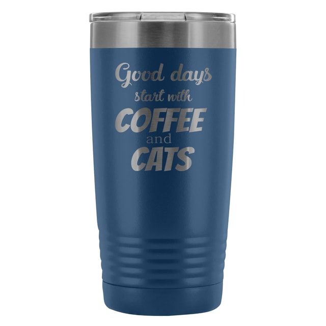 Coffee and Cats 20oz Vacuum Tumbler - Polar Camel Double Wall Insulated Stainless Steel