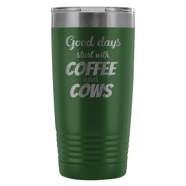 Coffee and Cows 20oz Vacuum Tumbler - Polar Camel Double Wall Insulated Stainless Steel