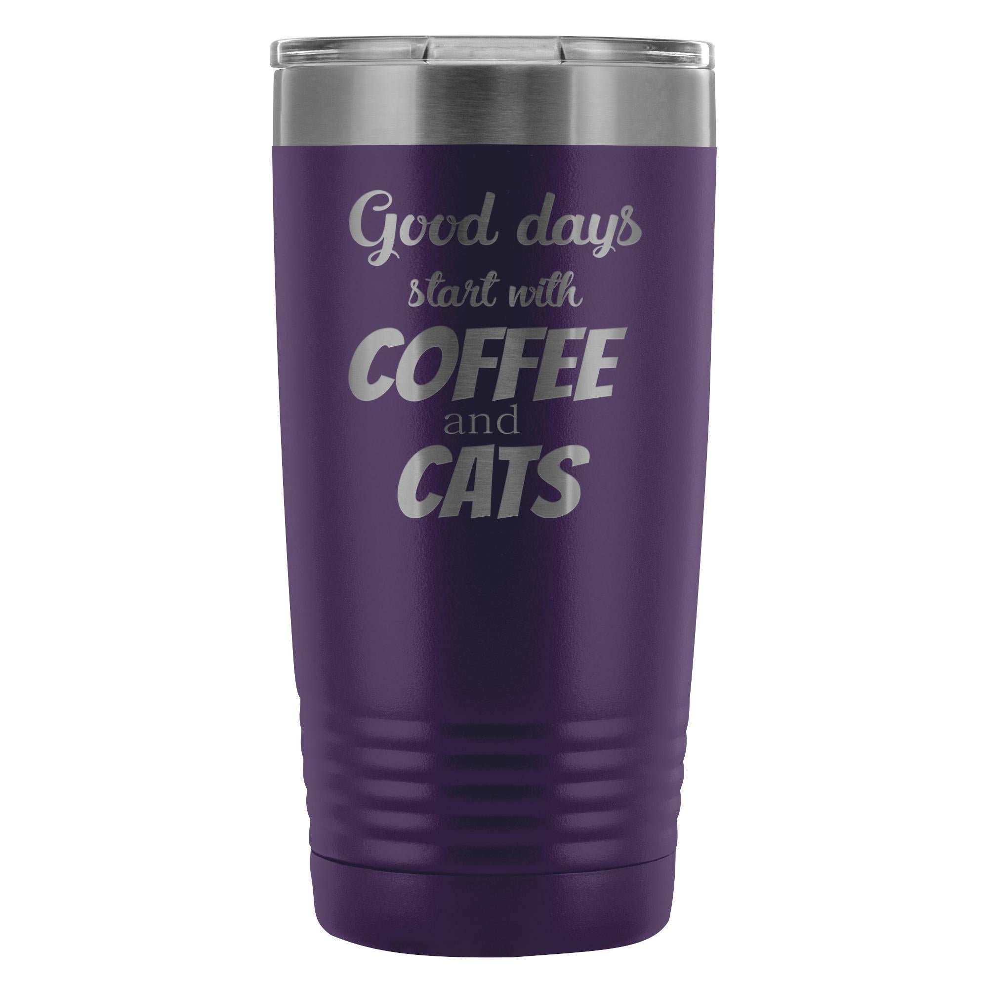 Coffee and Cats 20oz Vacuum Tumbler - Polar Camel Double Wall Insulated Stainless Steel