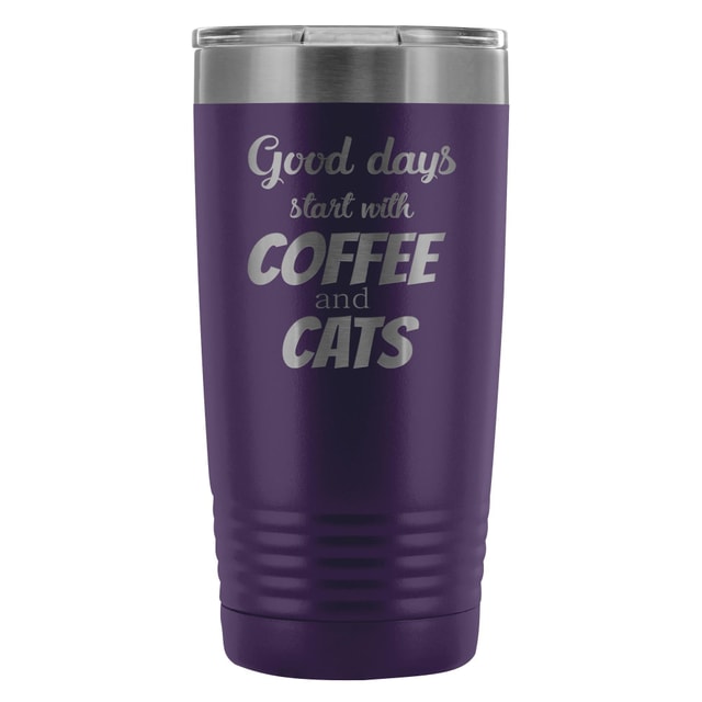 Coffee and Cats 20oz Vacuum Tumbler - Polar Camel Double Wall Insulated Stainless Steel