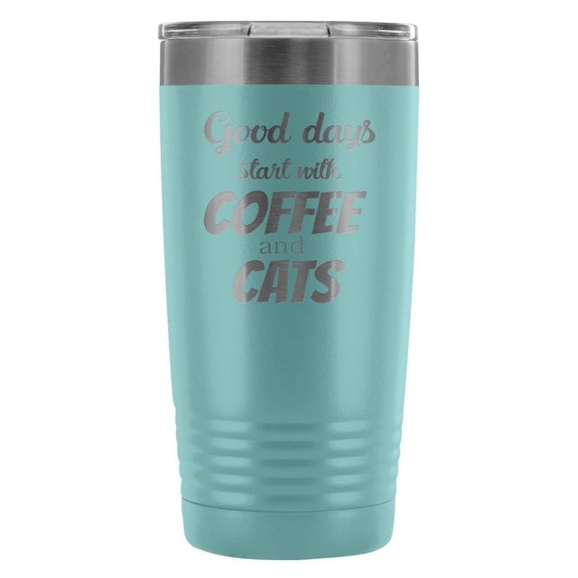 Coffee and Cats 20oz Vacuum Tumbler - Polar Camel Double Wall Insulated Stainless Steel