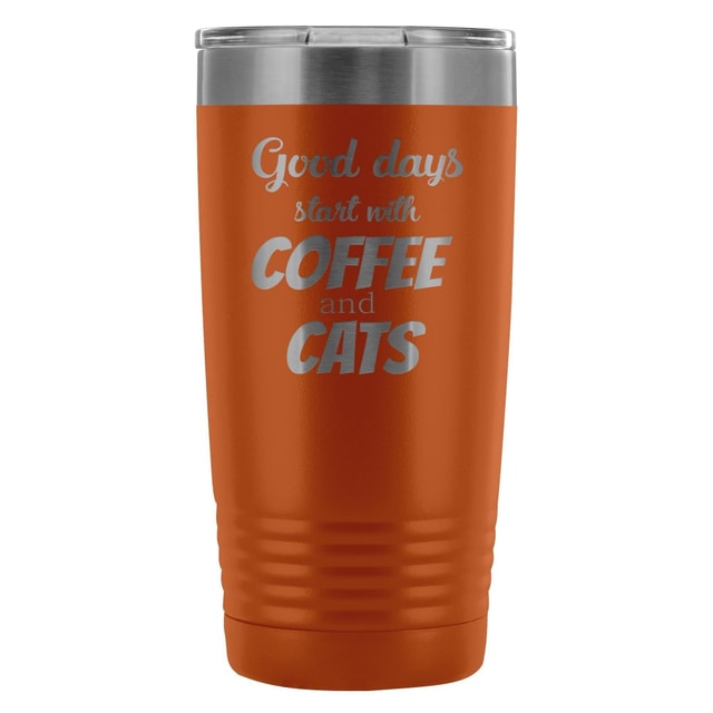 Coffee and Cats 20oz Vacuum Tumbler - Polar Camel Double Wall Insulated Stainless Steel