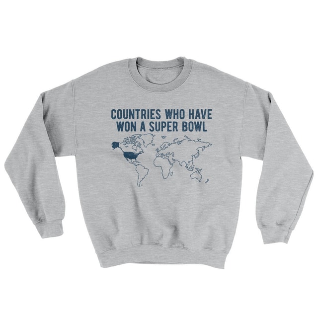Countries Who Have Won A Super Bowl Ugly Sweater Crewneck Sweatshirt