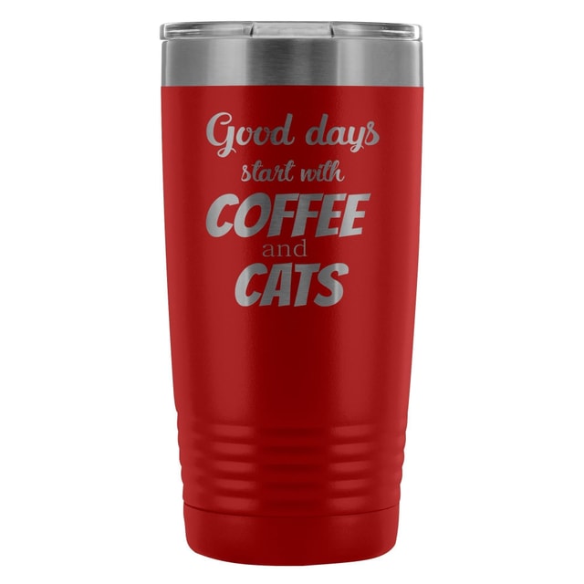 Coffee and Cats 20oz Vacuum Tumbler - Polar Camel Double Wall Insulated Stainless Steel