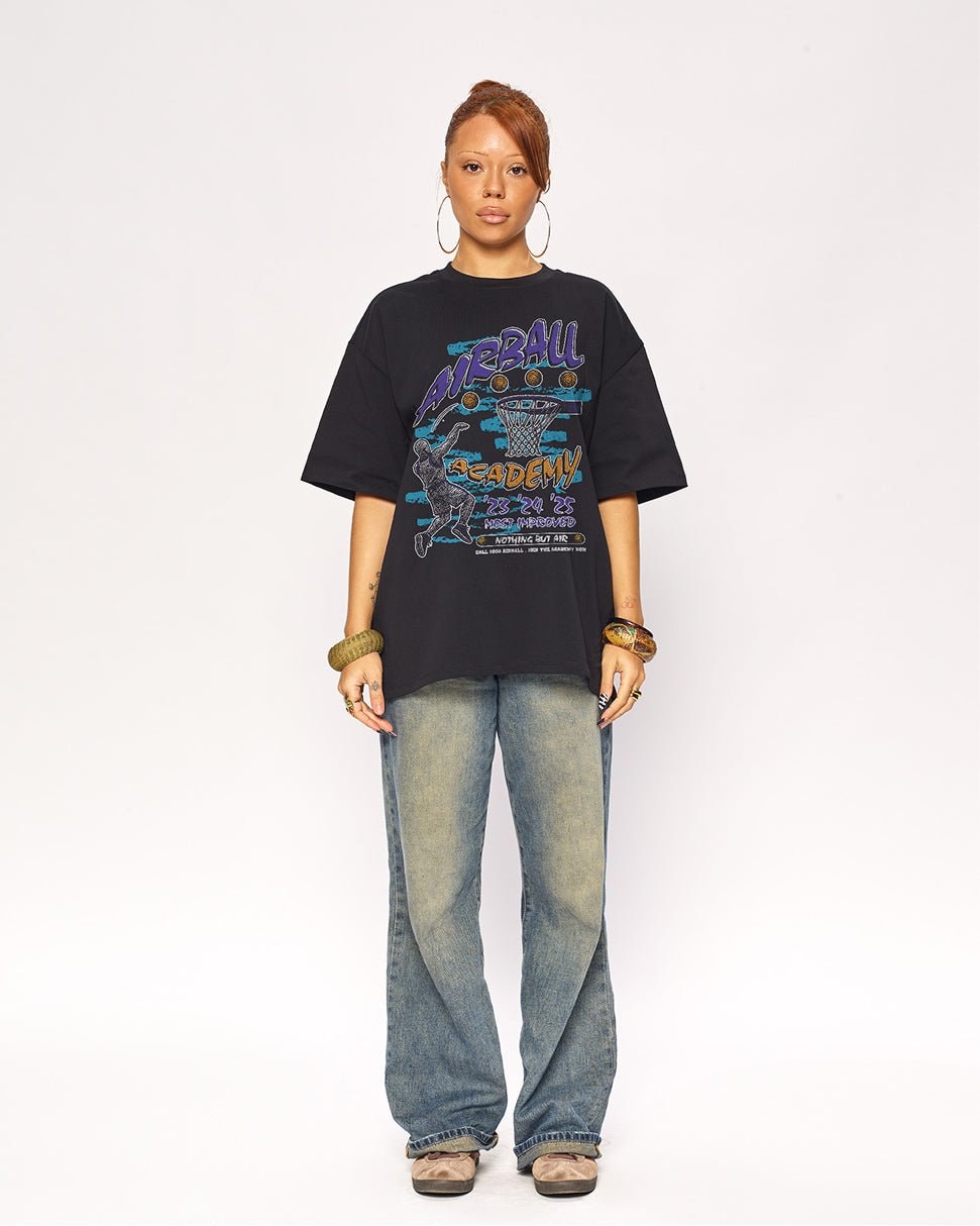 Airball Academy Oversized Graphic Tee - Threadheads Unisex 90s Boxy Fit 100% Combed Cotton