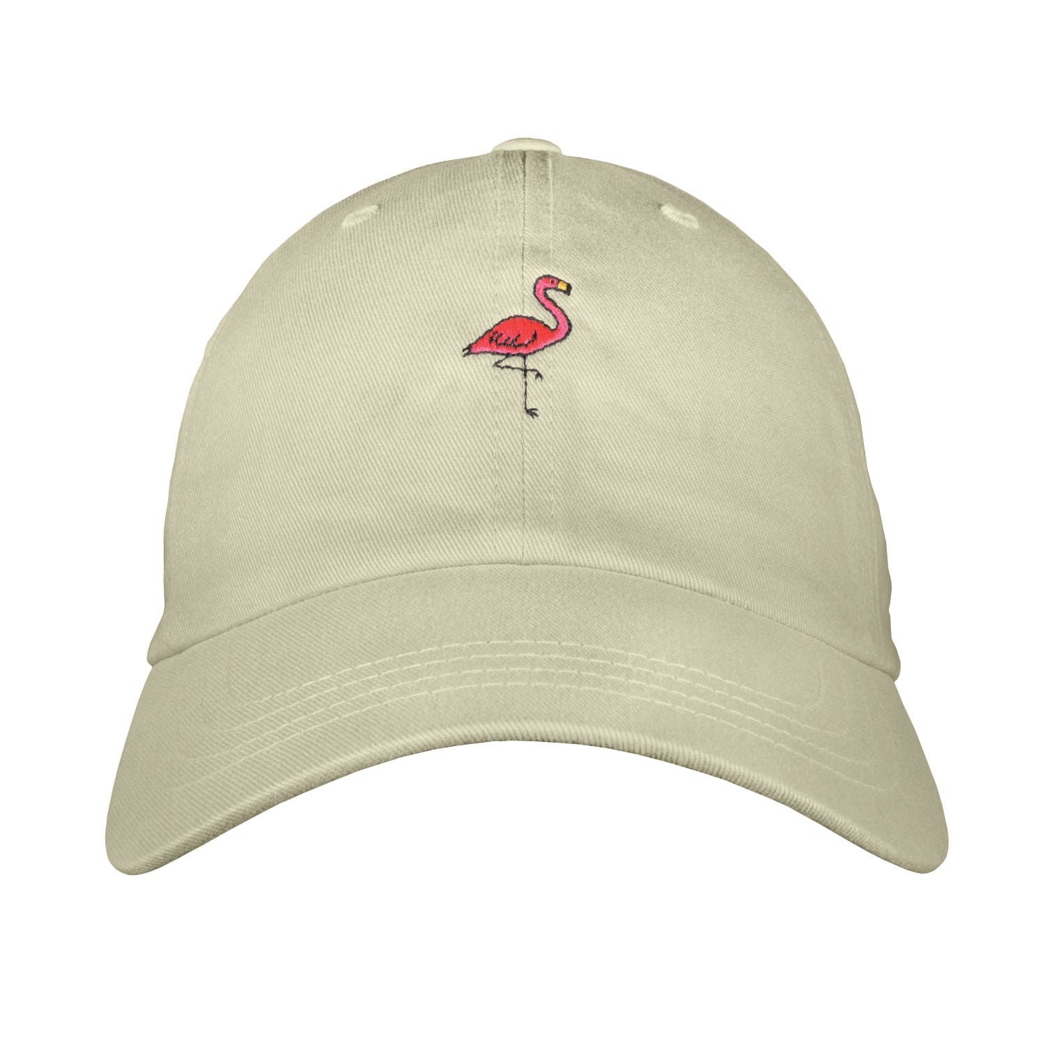 Flamingo Dad Hat - Embroidered Unstructured Cotton Twill Adjustable One Size