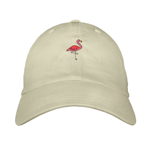 Flamingo Dad Hat - Embroidered Unstructured Cotton Twill Adjustable One Size