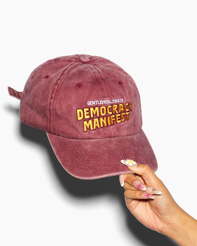 Democracy Manifest Acid Wash Cotton Hat - Embroidered Adjustable Unisex Cap