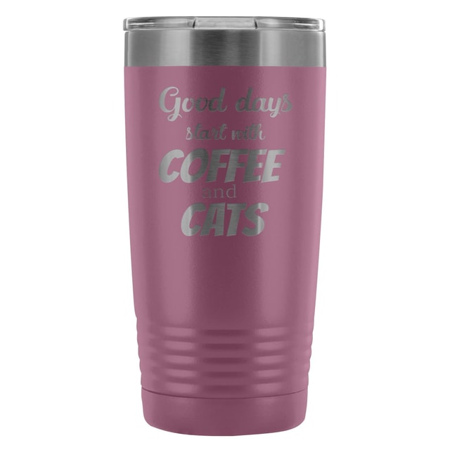 Coffee and Cats 20oz Vacuum Tumbler - Polar Camel Double Wall Insulated Stainless Steel
