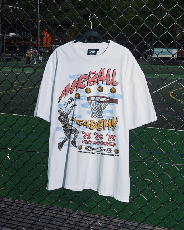 Airball Academy Oversized Graphic Tee - Threadheads Unisex 90s Boxy Fit 100% Combed Cotton