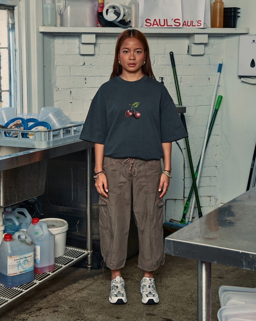 Cherry Drip Oversized Graphic Tee Unisex 90s Boxy Fit 100% Combed Cotton Threadheads