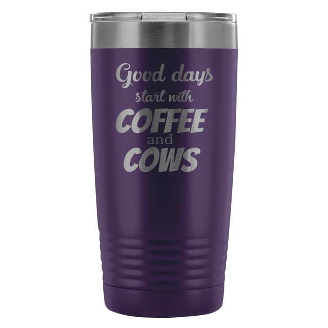 Coffee and Cows 20oz Vacuum Tumbler - Polar Camel Double Wall Insulated Stainless Steel