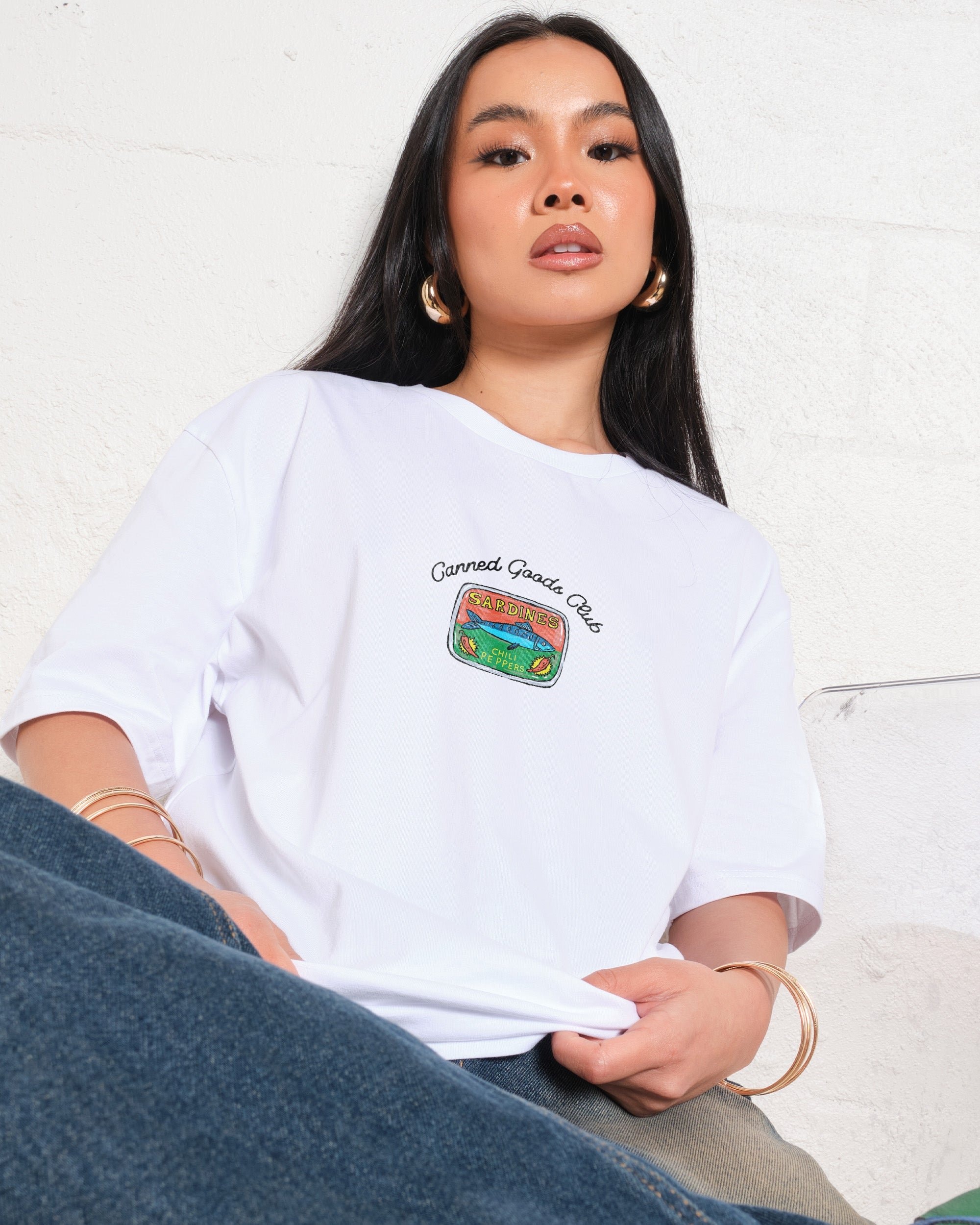 Threadheads Canned Goods Oversized Graphic Tee Unisex 90s Boxy Fit 100% Combed Cotton