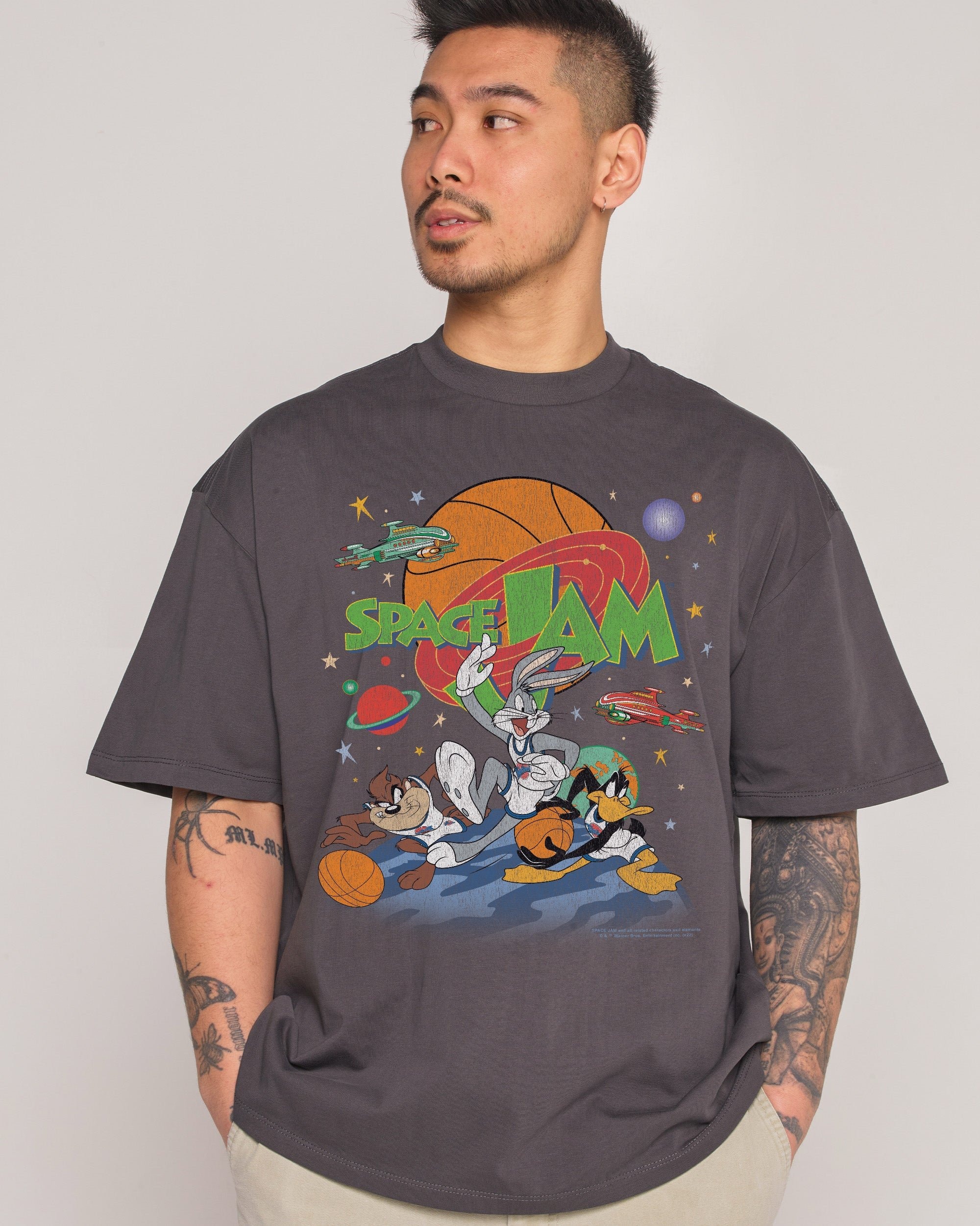 Space Jam Oversized Looney Tunes Graphic T-Shirt Unisex 100% Cotton Heavyweight