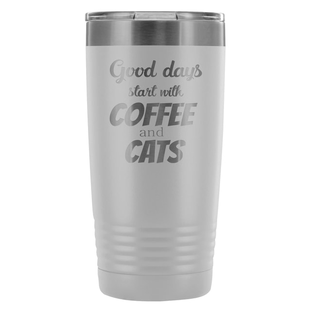 Coffee and Cats 20oz Vacuum Tumbler - Polar Camel Double Wall Insulated Stainless Steel