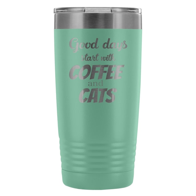 Coffee and Cats 20oz Vacuum Tumbler - Polar Camel Double Wall Insulated Stainless Steel
