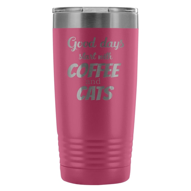 Coffee and Cats 20oz Vacuum Tumbler - Polar Camel Double Wall Insulated Stainless Steel